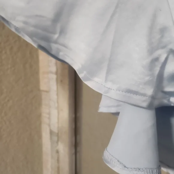 SOLD Selfie Leslie CAMI ANGEL SLEEVE FAUX WRAP DRESS STEEL BLUE - Picture 16 of 16